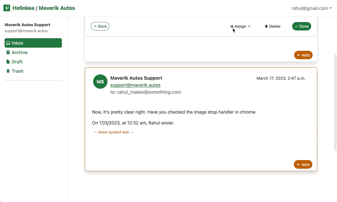 Actionbar menu in Mailbox